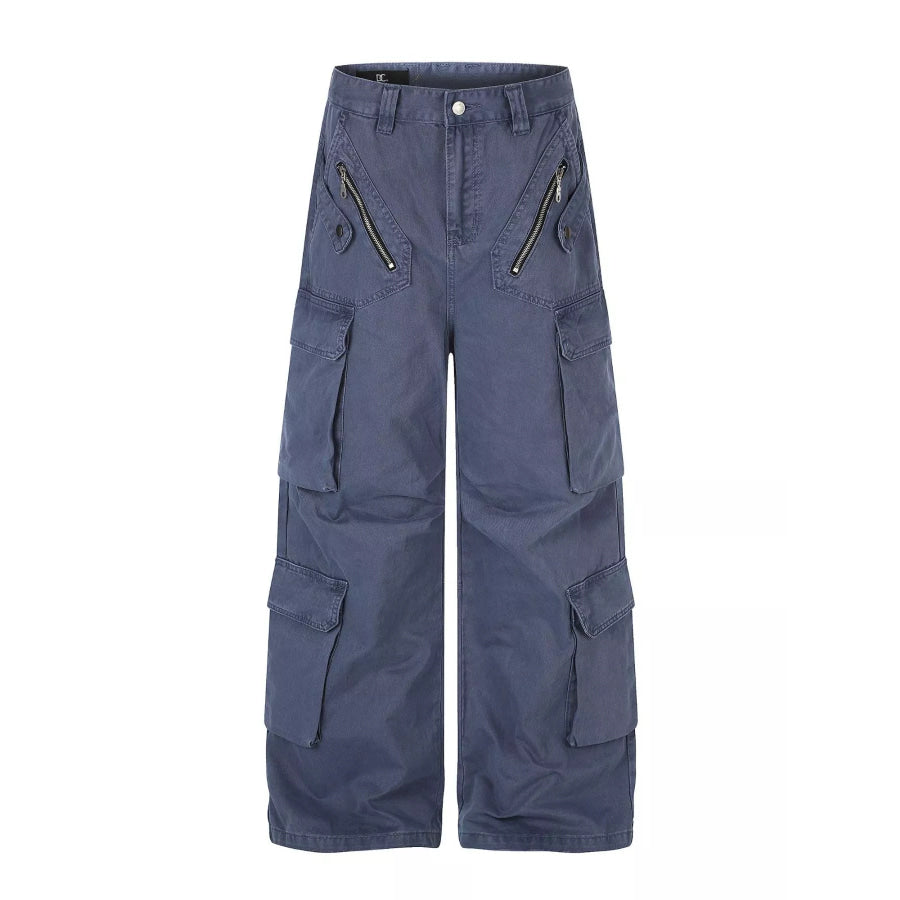 Men’s Wide Leg Cargo Pants French Blue / S Apparel and Accessories