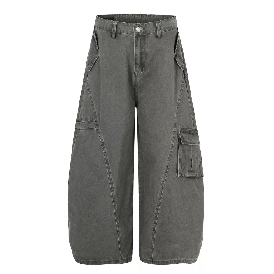 Men’s Wide Leg Cargo Pants Green / S Apparel and Accessories
