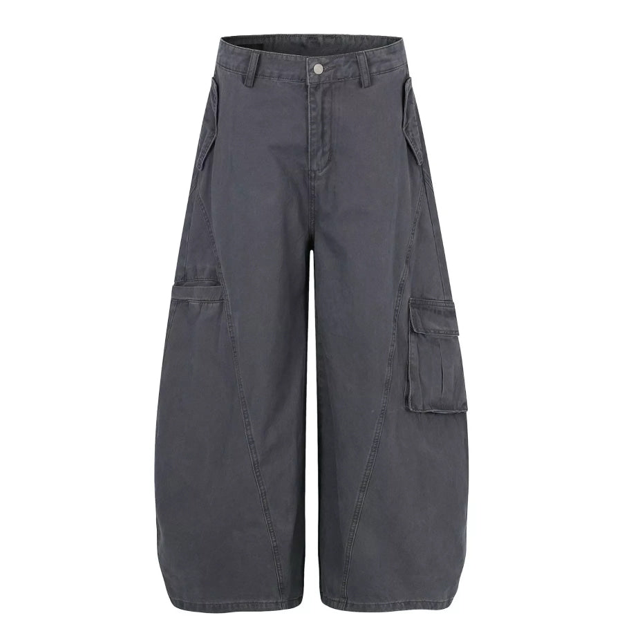 Men’s Wide Leg Cargo Pants Grey / S Apparel and Accessories