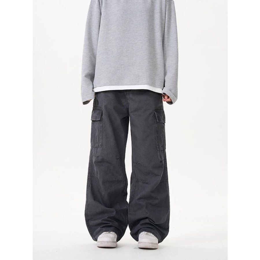Men’s Wide Leg Cargo Pants Grey / S Apparel and Accessories
