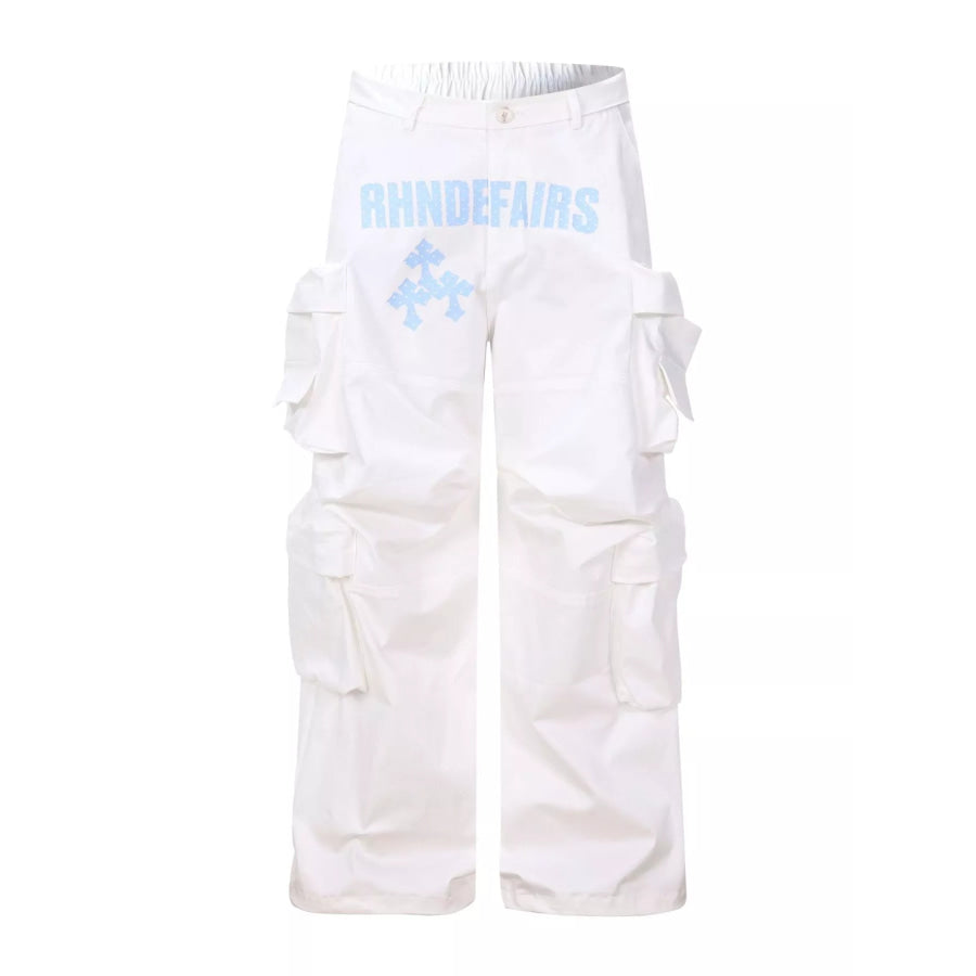 Men’s Wide Leg Cargo Pants White / S Apparel and Accessories