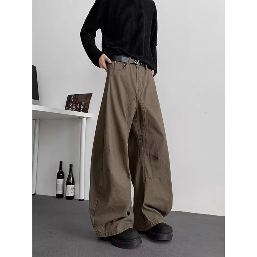 Men’s Wide Leg Casual Pants Brown / M Apparel and Accessories
