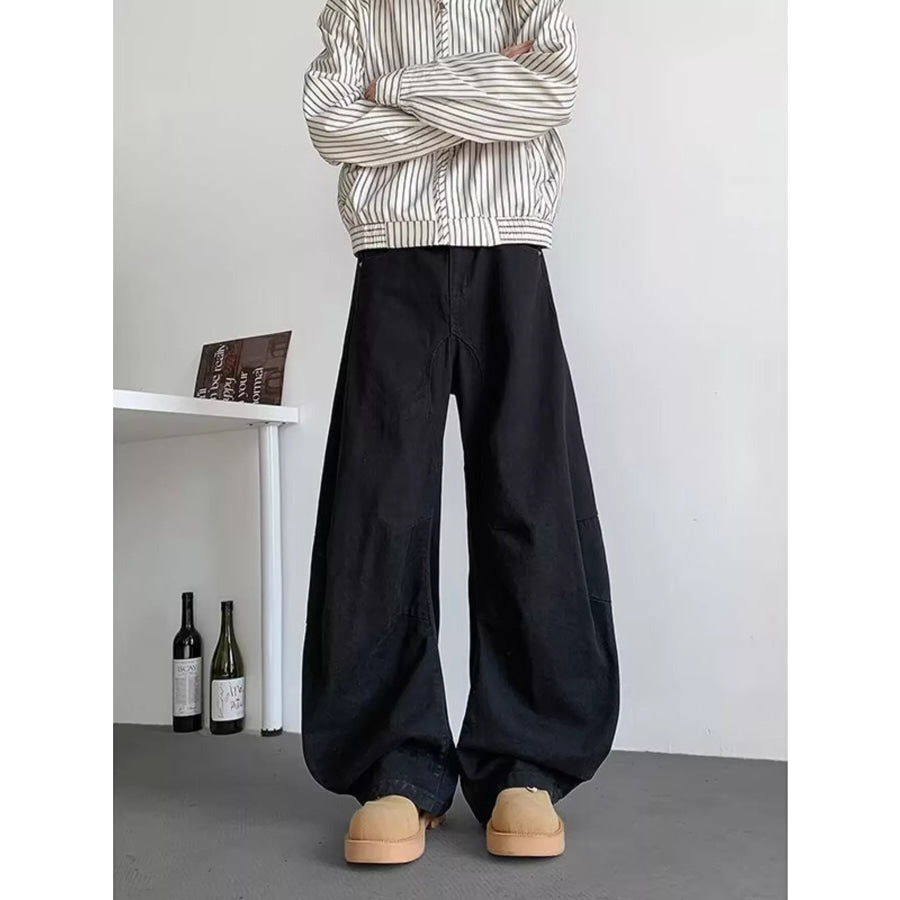 Men’s Wide Leg Casual Pants Black / M Apparel and Accessories