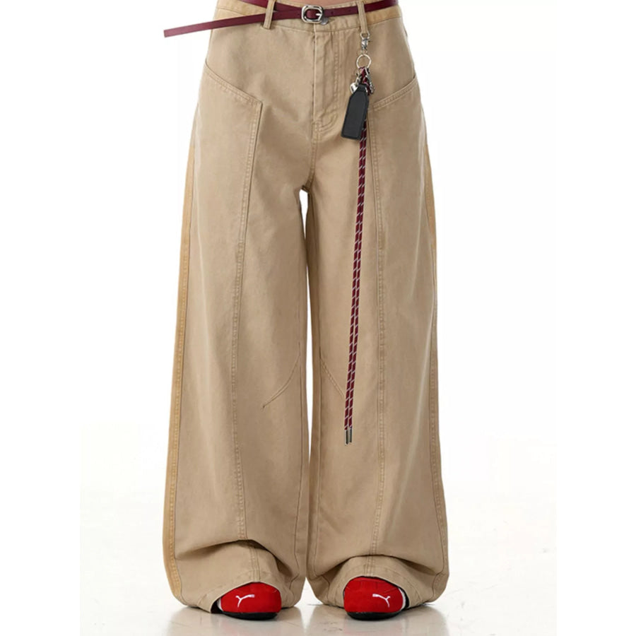 Men’s Wide Leg Casual Pants Camel / S Apparel and Accessories