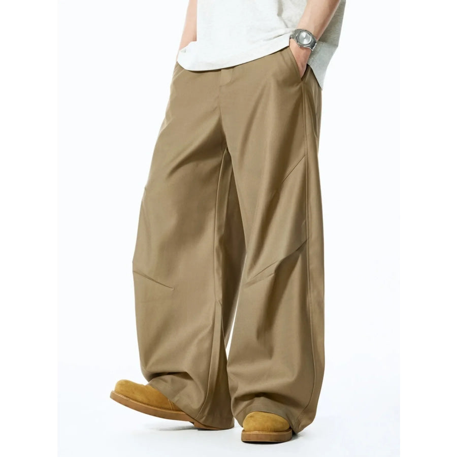 Men’s Wide Leg Casual Pants Deep Khaki / S Apparel and Accessories