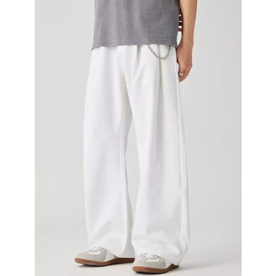 Men’s Wide Leg Casual Pants White / M Apparel and Accessories
