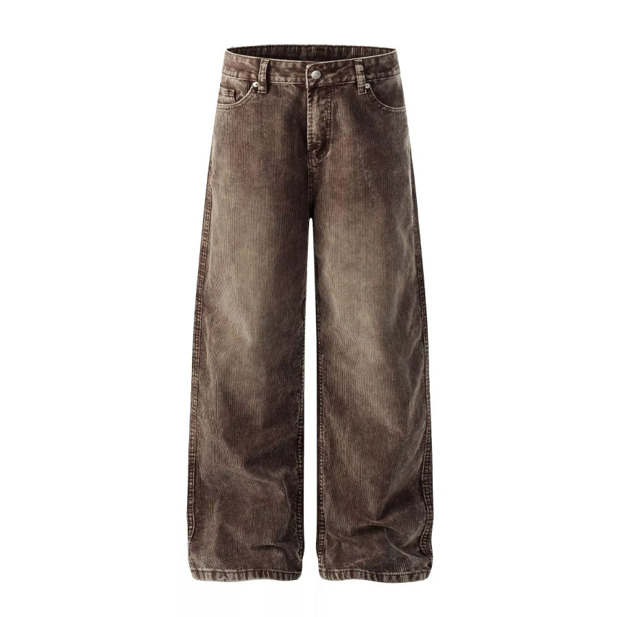 Men’s Wide Leg Corduroy Pants Brown / S Apparel and Accessories