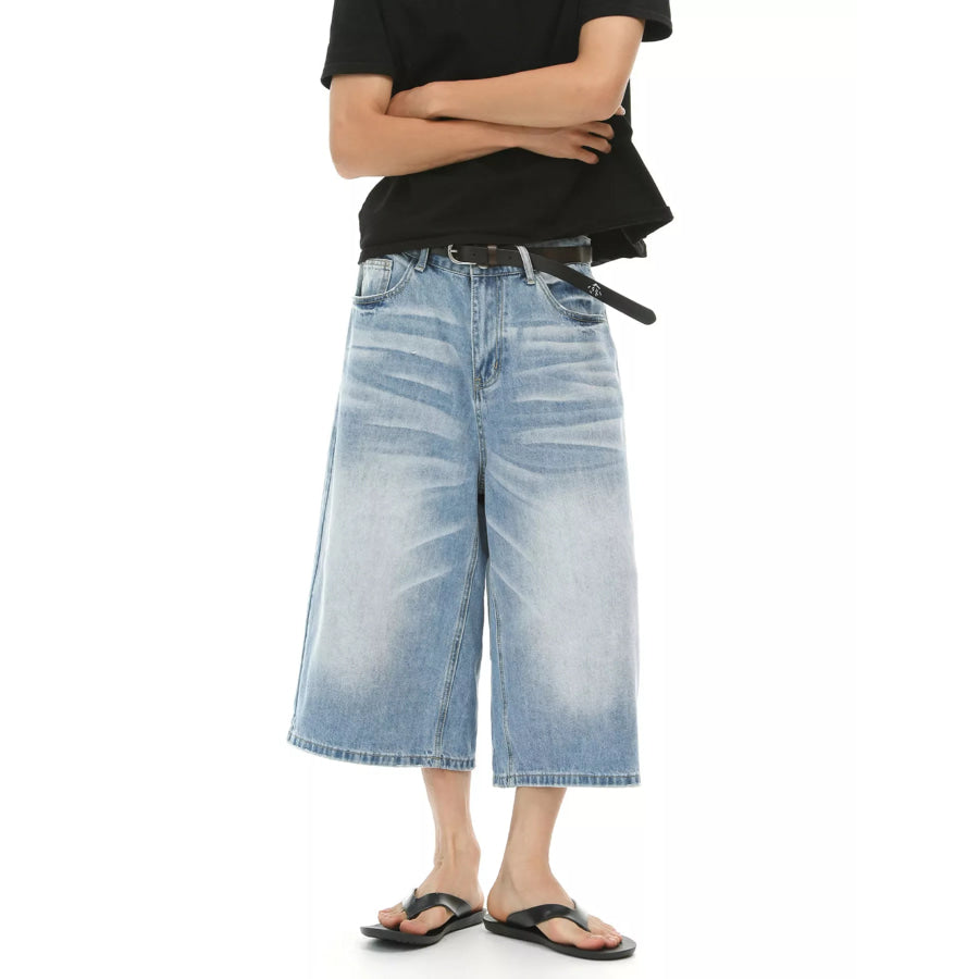 Men’s Wide Leg Cropped Jeans Light Blue / S