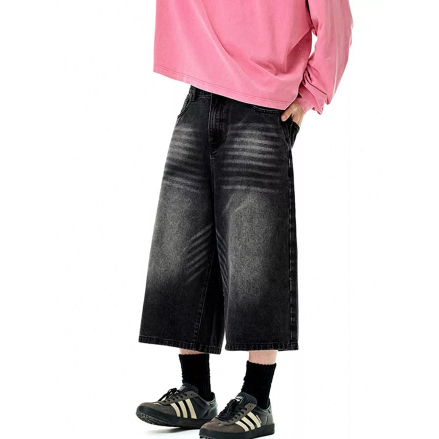 Men’s Wide Leg Denim Shorts Apparel and Accessories