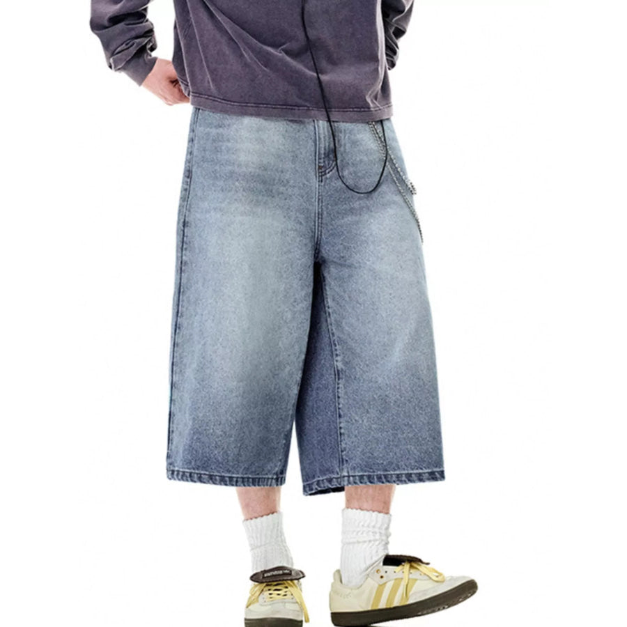 Men’s Wide Leg Denim Shorts Apparel and Accessories