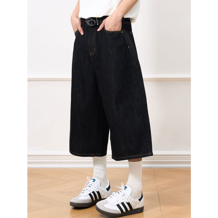 Men’s Wide Leg Denim Shorts Black / XS Apparel and Accessories