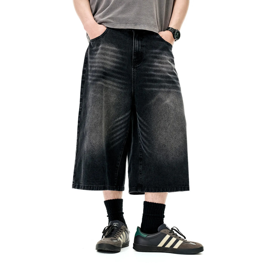 Men’s Wide Leg Denim Shorts Black / S Apparel and Accessories