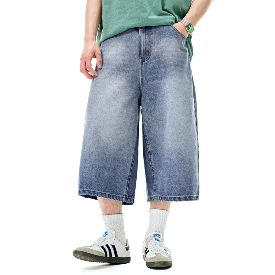Men’s Wide Leg Denim Shorts Light Blue / S Apparel and Accessories
