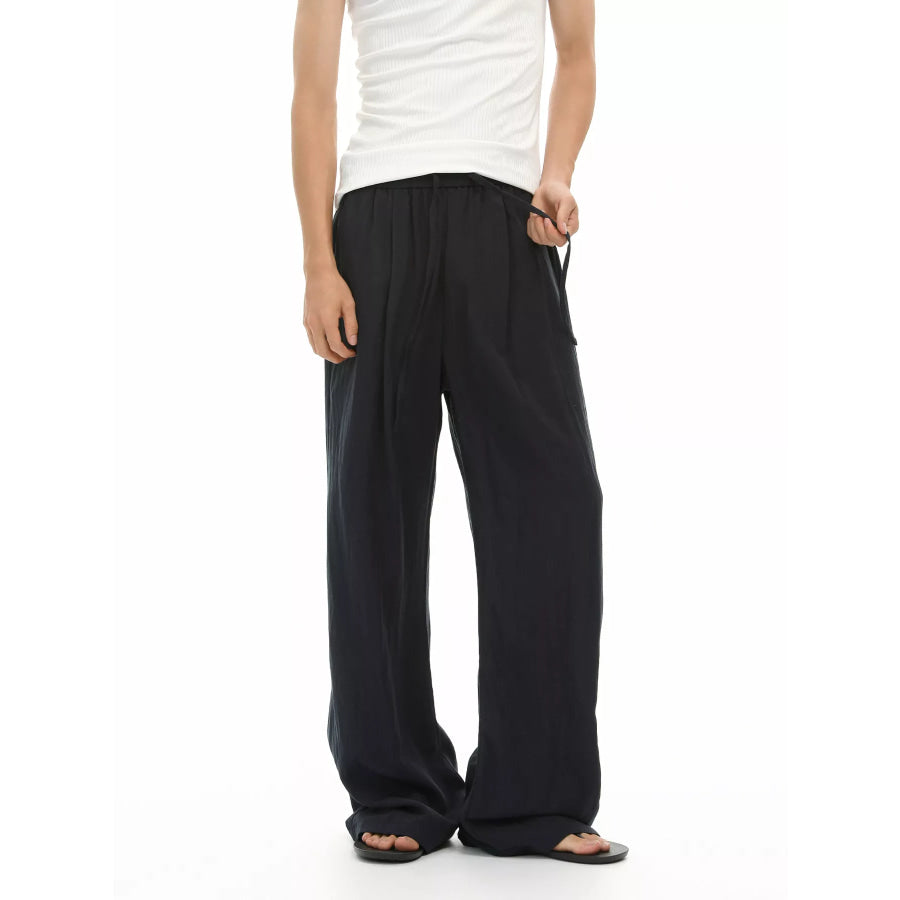 Men’s Wide-Leg Drawstring Casual Pants Black / S Apparel and Accessories