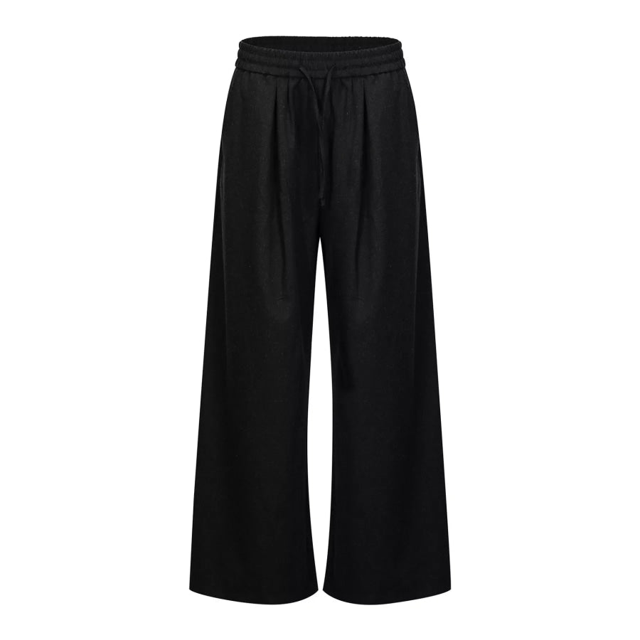 Men’s Wide-Leg Drawstring Casual Pants Black / S Apparel and Accessories