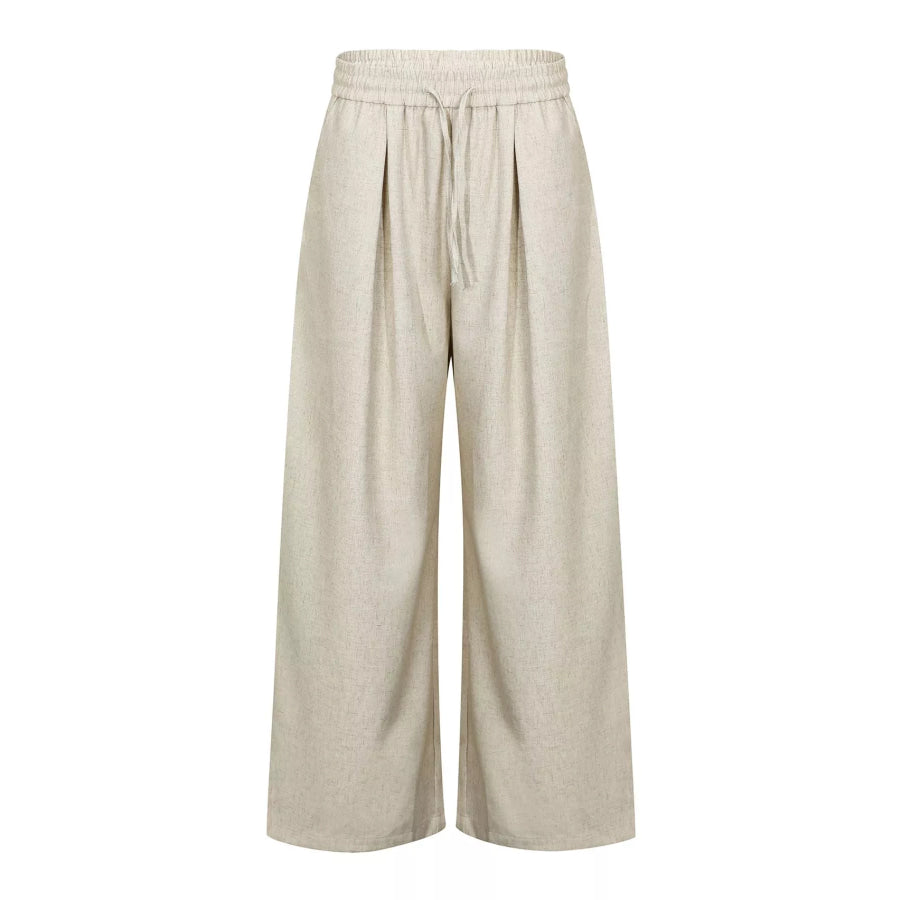 Men’s Wide-Leg Drawstring Casual Pants Cream / S Apparel and Accessories