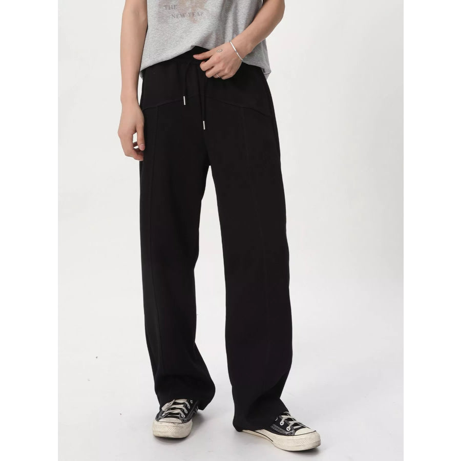 Men’s Wide Leg Drawstring Pants Black / M
