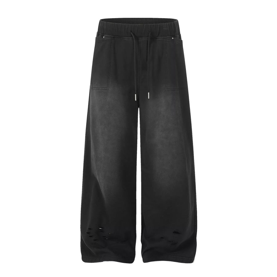Men’s Wide Leg Drawstring Pants Black / S Apparel and Accessories