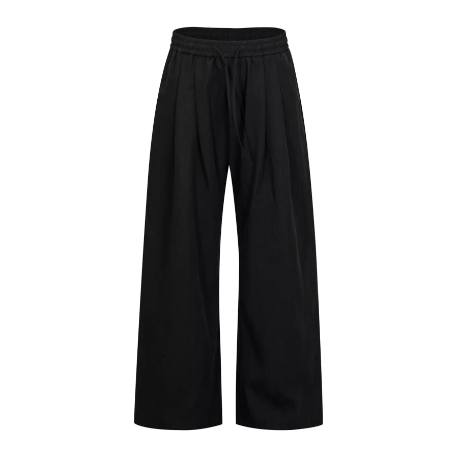 Men’s Wide-Leg Drawstring Pants Black / S Apparel and Accessories