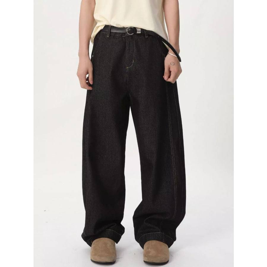 Men’s Wide-Leg Jeans Denim Black / S Apparel and Accessories