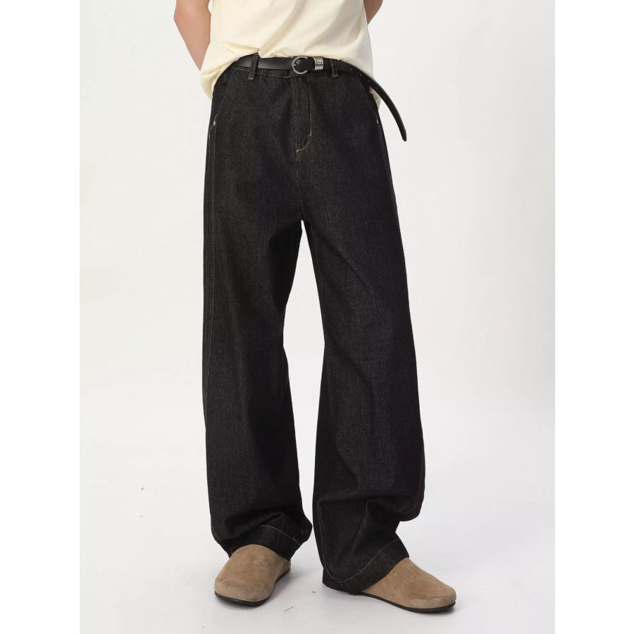 Men’s Wide-Leg Jeans Denim Black / S Apparel and Accessories