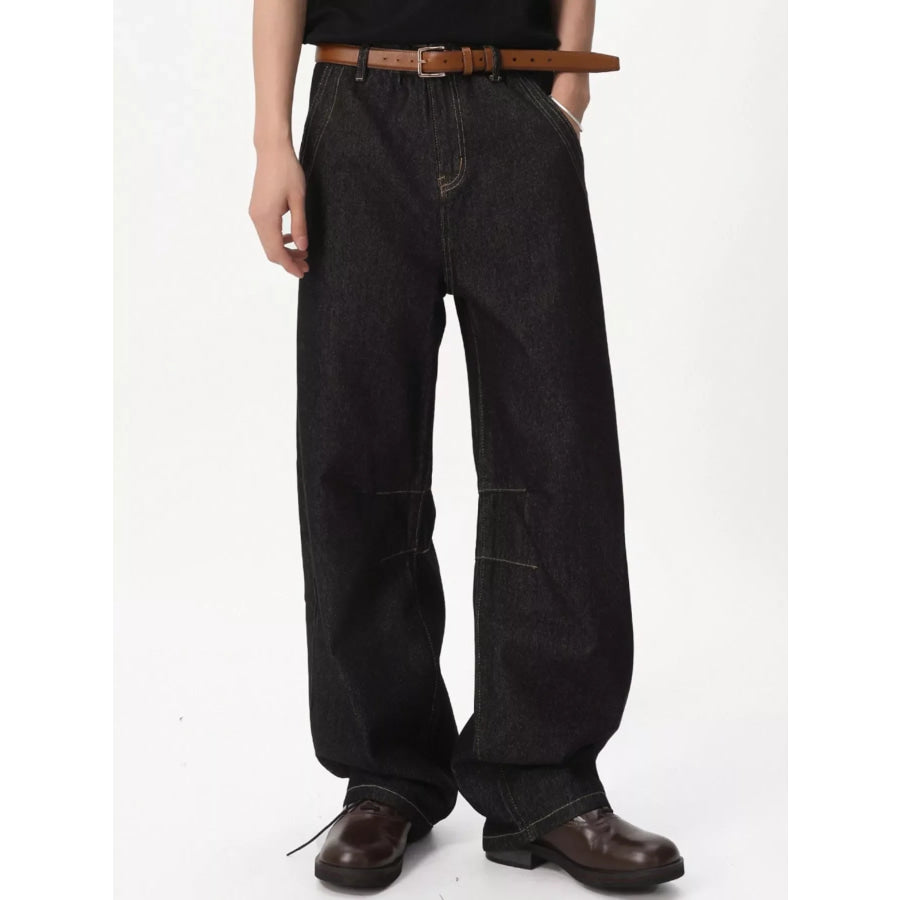 Men’s Wide-Leg Jeans Denim Black / S Apparel and Accessories