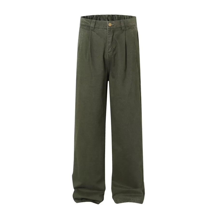 Men’s Wide Leg Pants with Elastic Waistband Army Green / S Apparel and Accessories