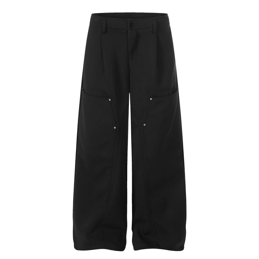 Men’s Wide Leg Pants with Pockets Black / S Apparel and Accessories