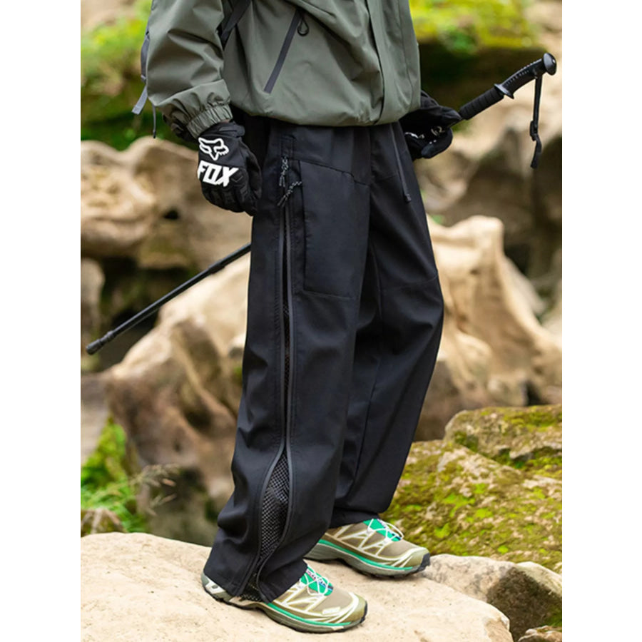Men’s Wide Leg Pants with Zipper Black / M Apparel and Accessories