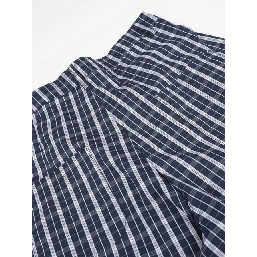 Men’s Wide Leg Plaid Button-Front Pants Apparel and Accessories