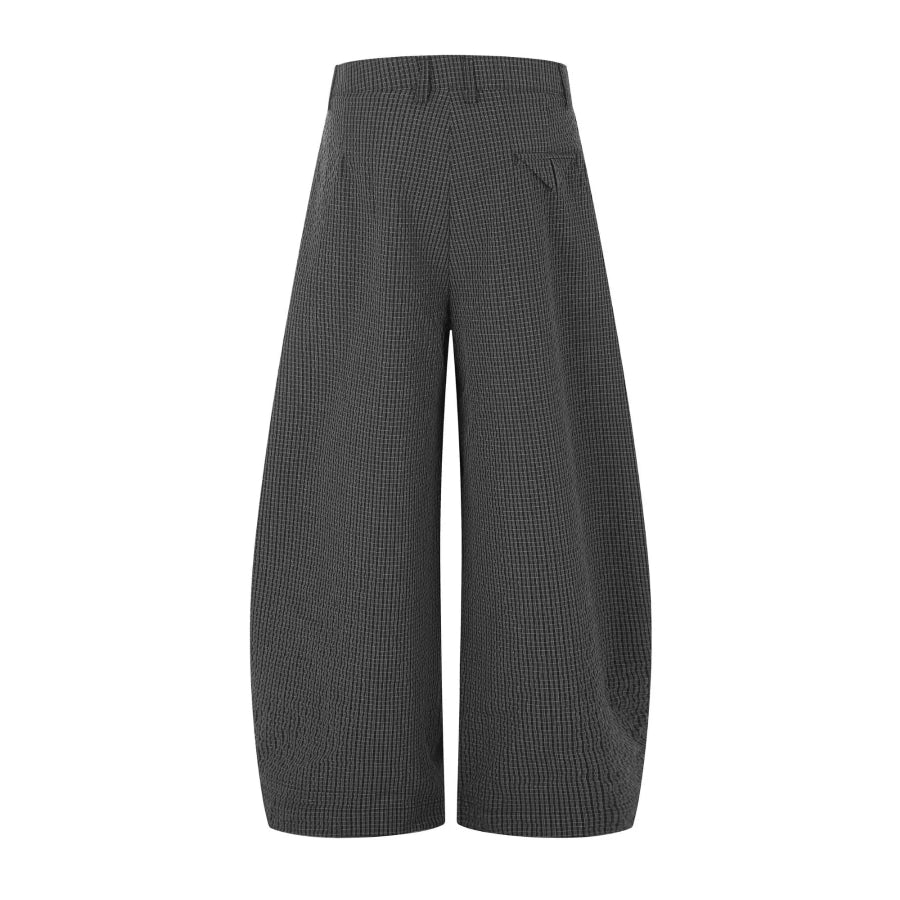 Men’s Wide Leg Plaid Pants Grey / S Apparel and Accessories