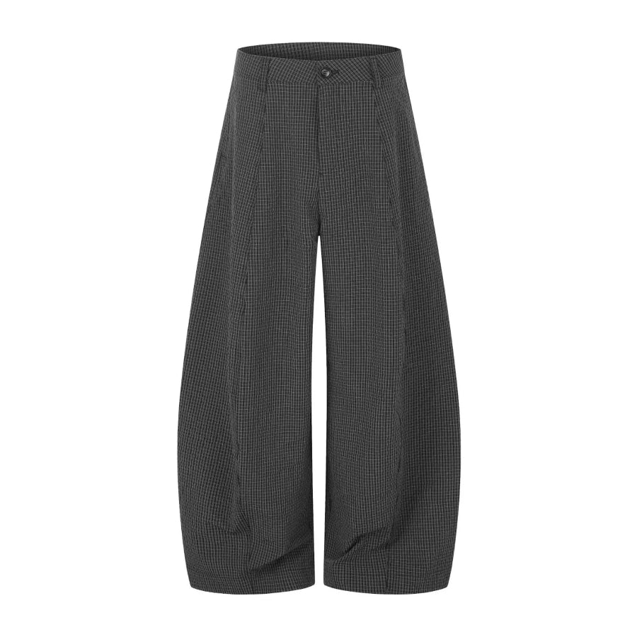 Men’s Wide Leg Plaid Pants Grey / S Apparel and Accessories