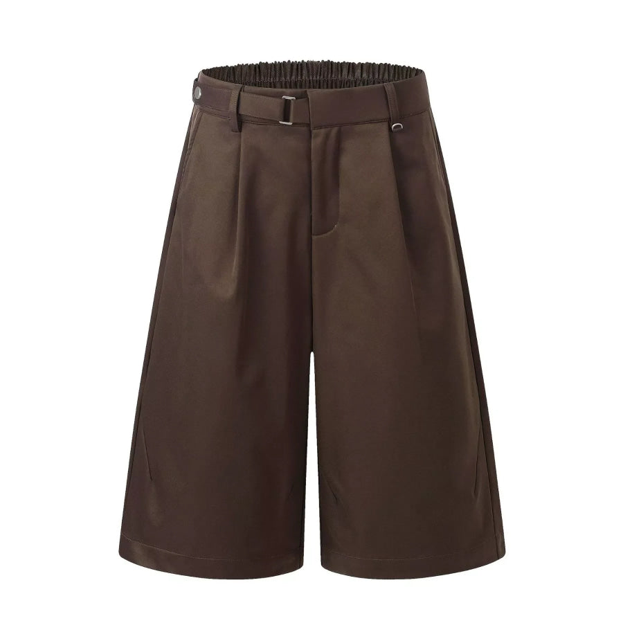 Men’s Wide Leg Pleated Capris Brown / S Apparel and Accessories