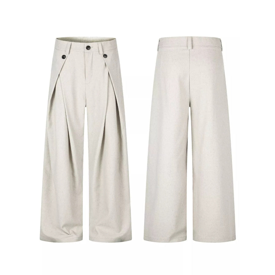 Men’s Wide-Leg Pleated Casual Pants Apparel and Accessories