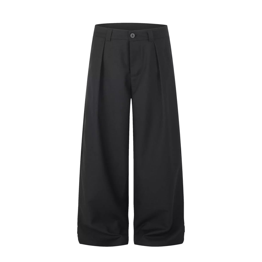 Men’s Wide Leg Pleated Casual Pants Black / S Apparel and Accessories