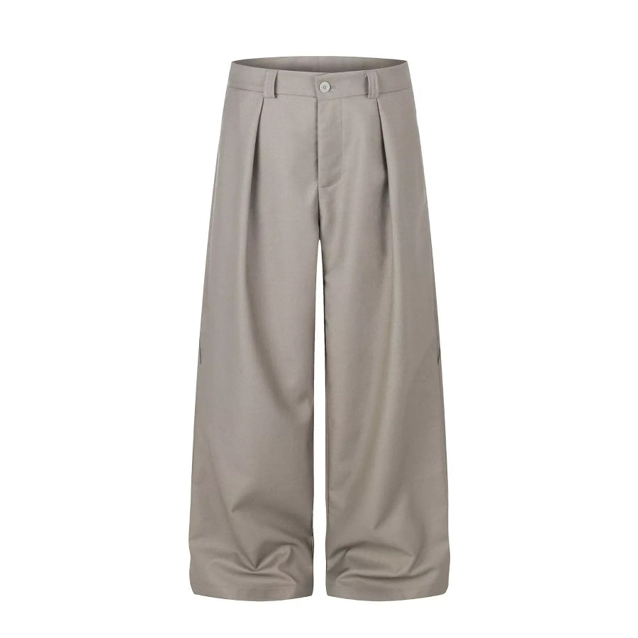 Men’s Wide Leg Pleated Casual Pants Khaki / S Apparel and Accessories