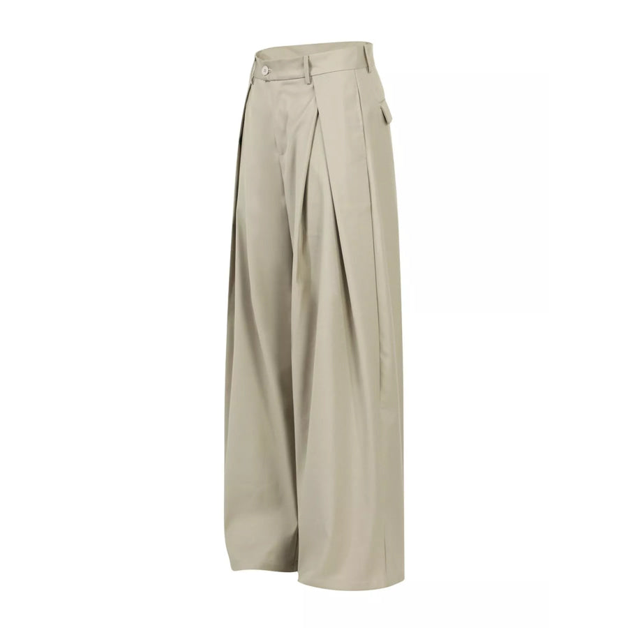 Men’s Wide-Leg Pleated Pants Khaki / S Apparel and Accessories