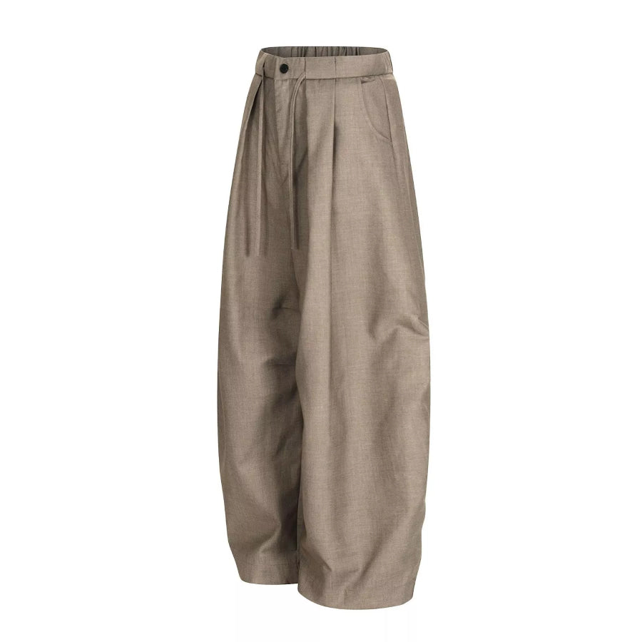 Men’s Wide Leg Pleated Pants Khaki / S Apparel and Accessories