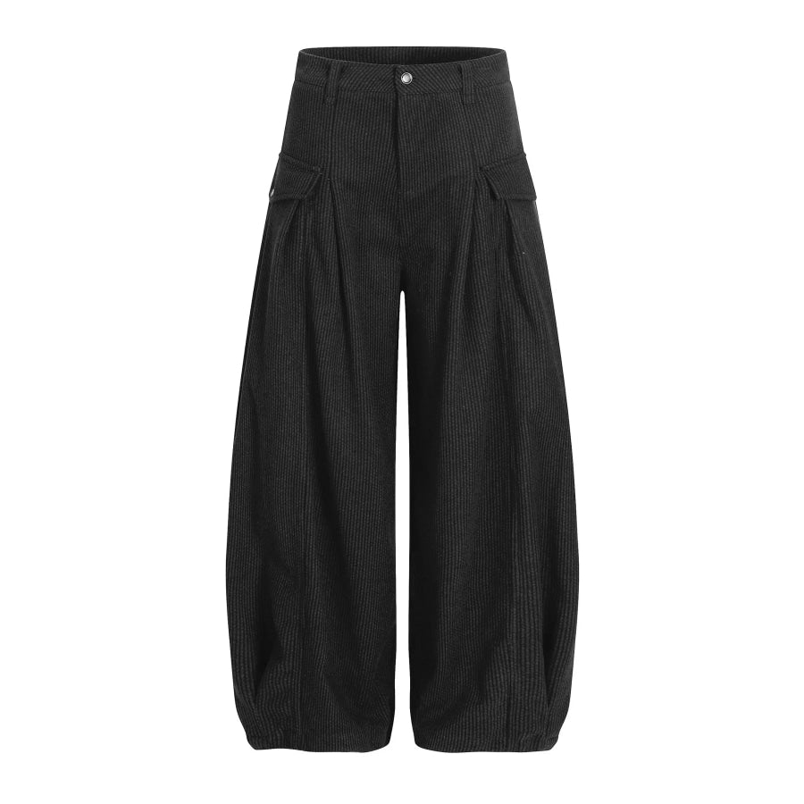 Men’s Wide Leg Pleated Pants Black / S Apparel and Accessories
