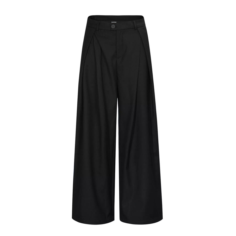 Men’s Wide-Leg Pleated Pants Black / S Apparel and Accessories