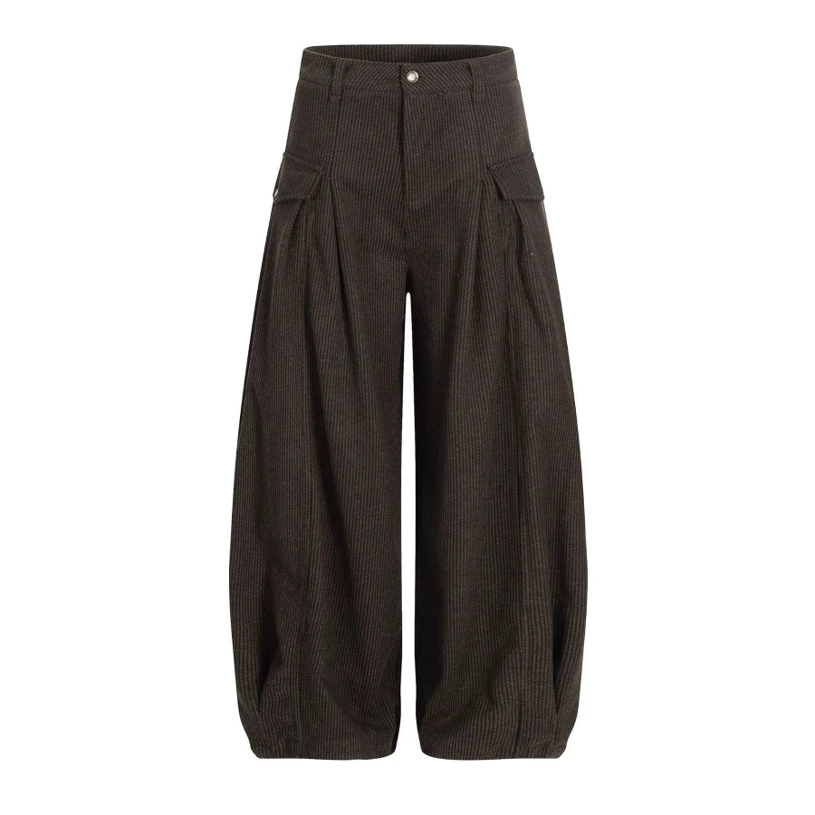 Men’s Wide Leg Pleated Pants Brown / S Apparel and Accessories