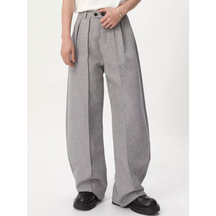 Men’s Wide-Leg Pleated Pants Gray / S