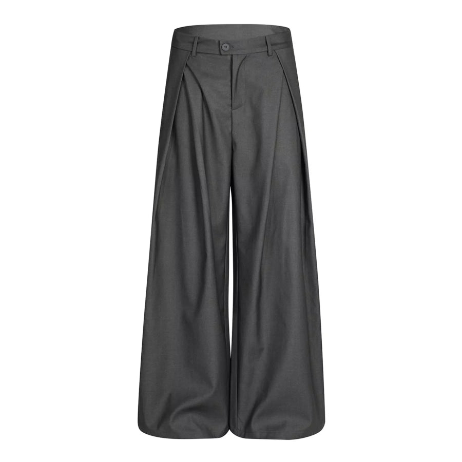 Men’s Wide-Leg Pleated Pants Grey / S Apparel and Accessories