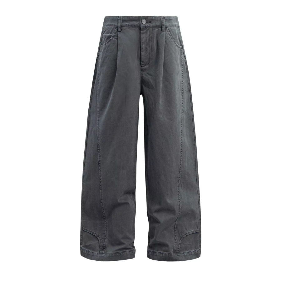 Men’s Wide Leg Pleated Pants Grey / S Apparel and Accessories