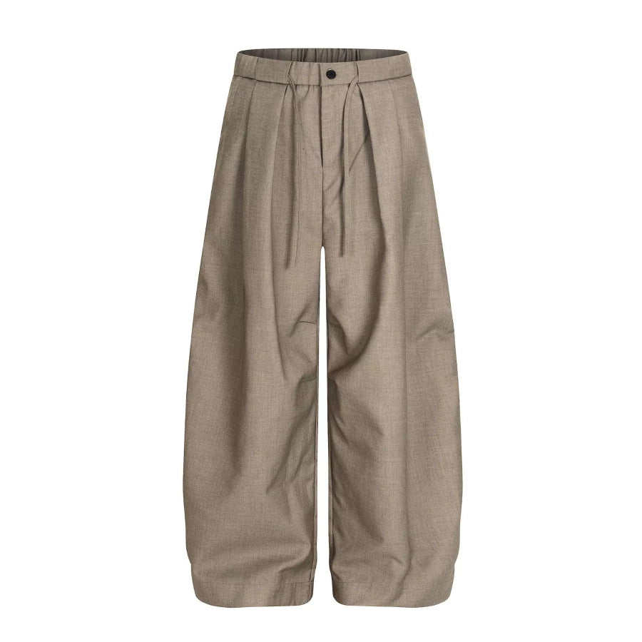 Men’s Wide Leg Pleated Pants Khaki / S Apparel and Accessories