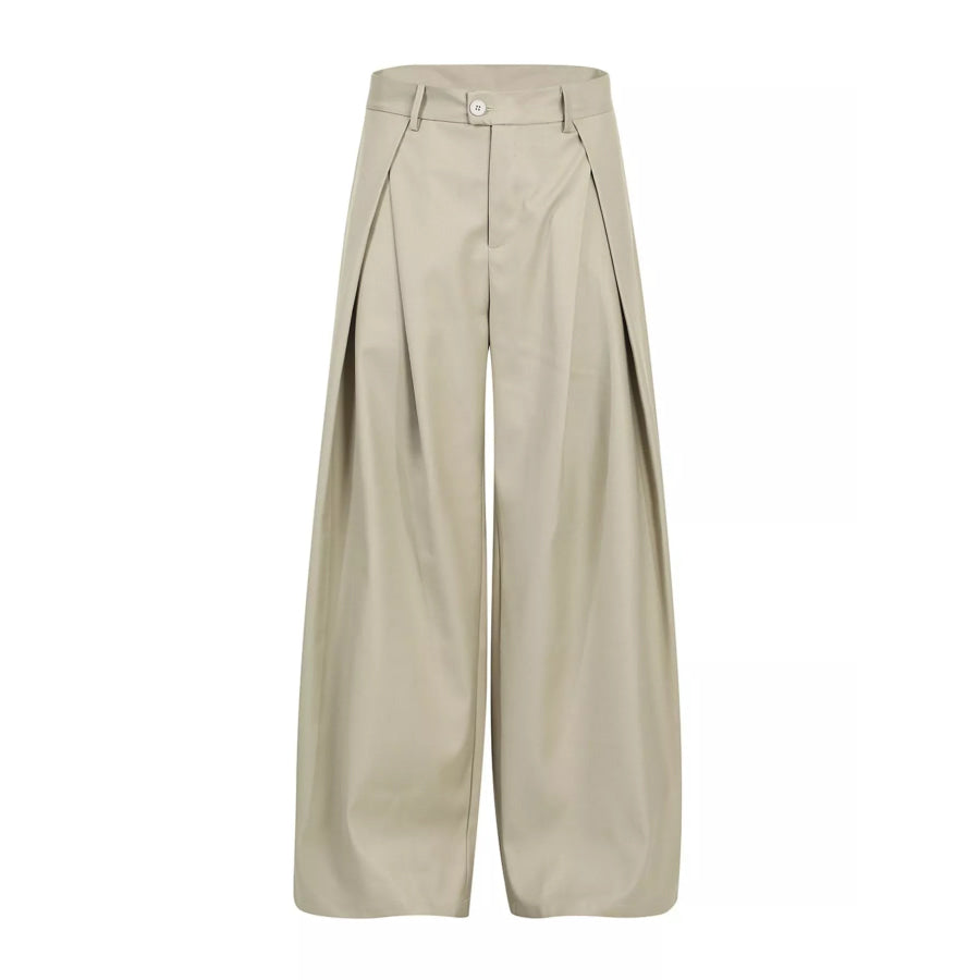 Men’s Wide-Leg Pleated Pants Khaki / S Apparel and Accessories