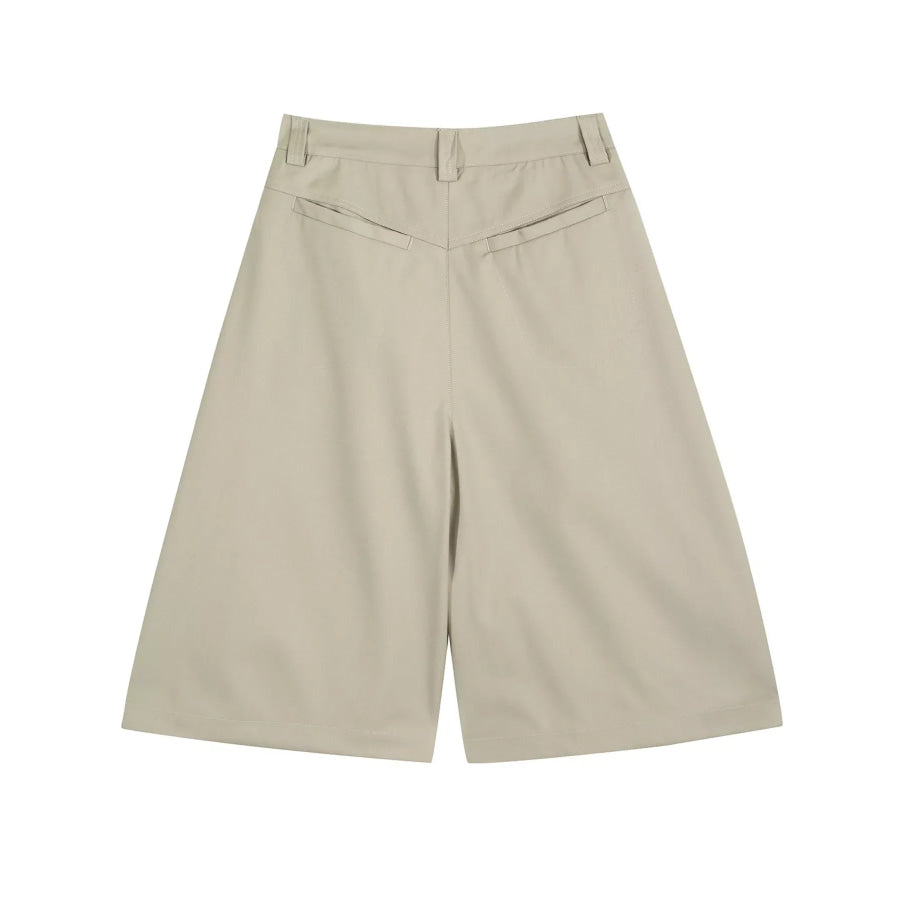 Men’s Wide-Leg Shorts with Decorative Drawstring