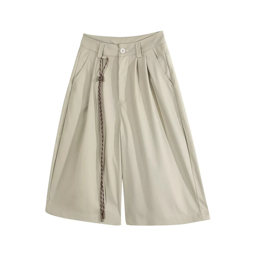 Men’s Wide-Leg Shorts with Decorative Drawstring