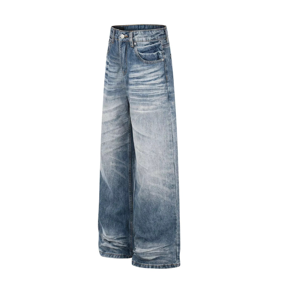 Men’s Wide Leg Vintage Wash Jeans Apparel and Accessories