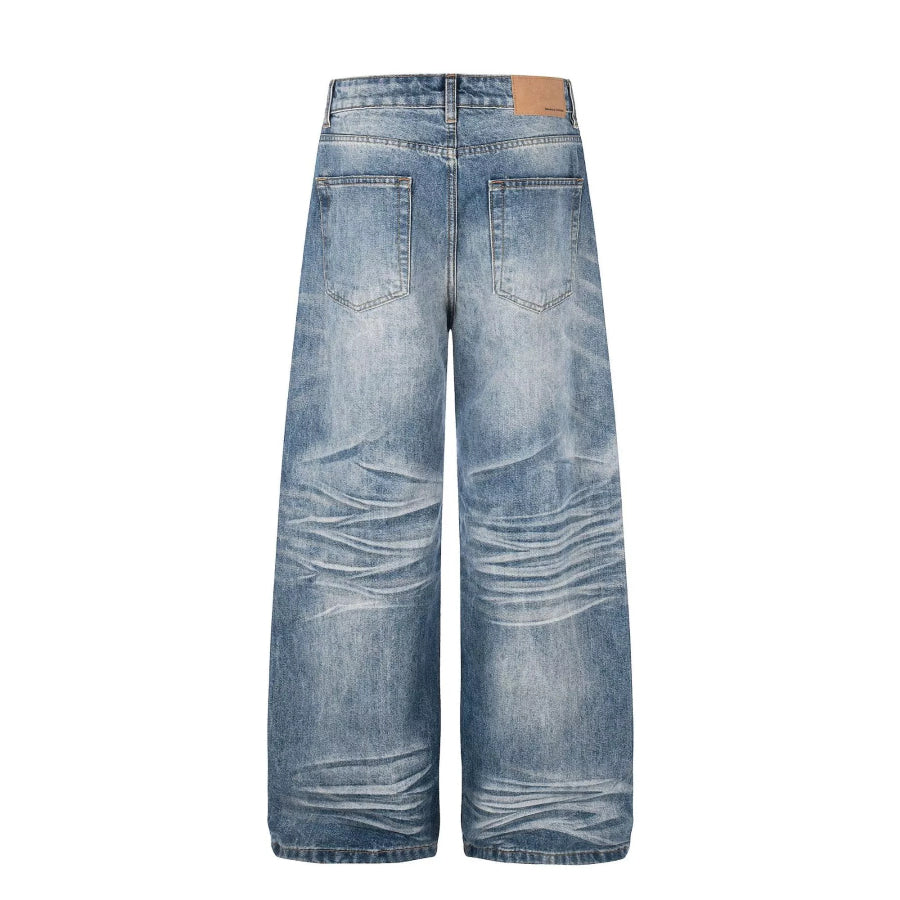 Men’s Wide Leg Vintage Wash Jeans Apparel and Accessories